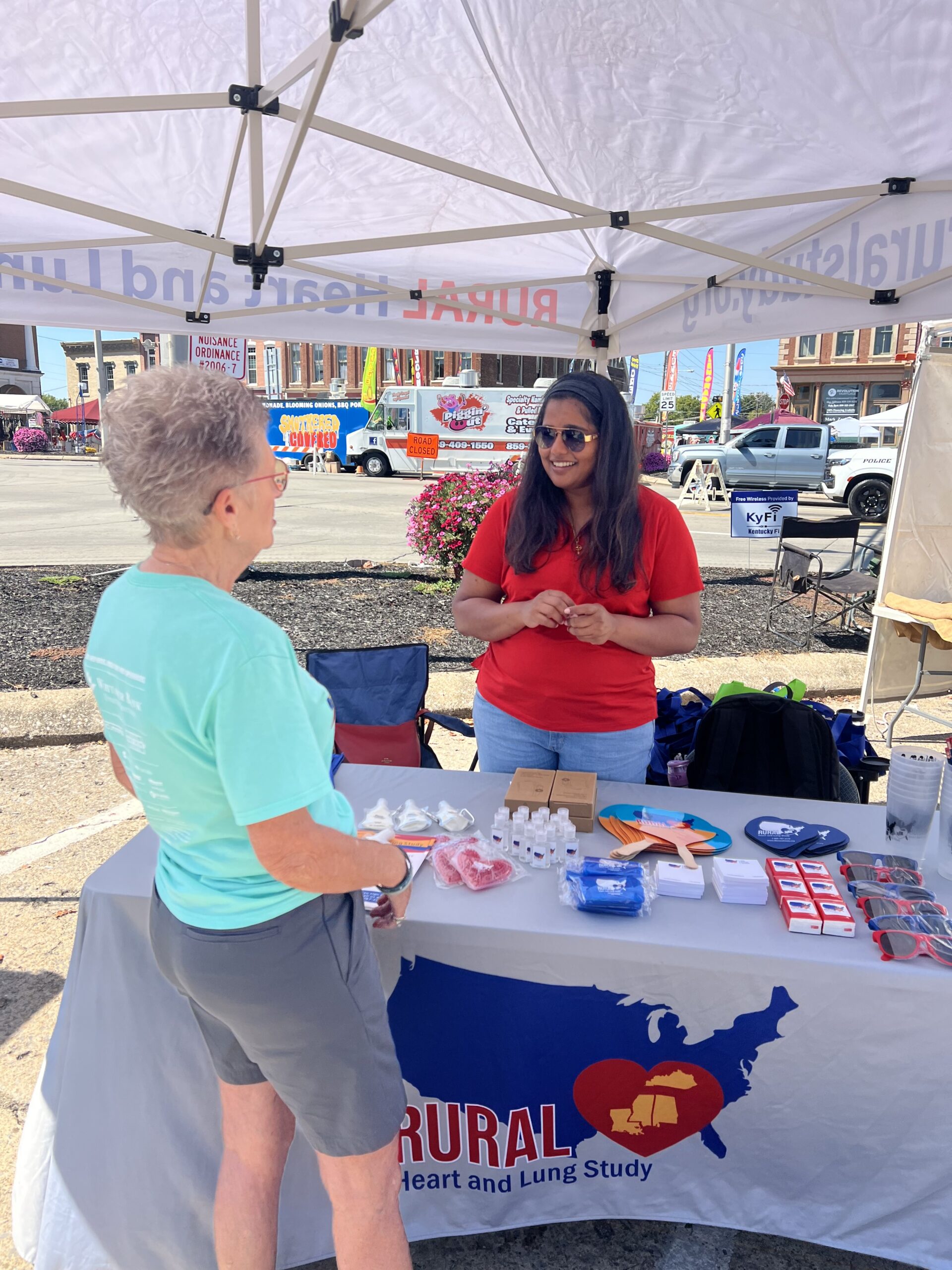 Stephie Abraham and Scotland Stewart promoted the study at the Rural Heritage Tobacco Festival in Lancaster (Garrard County)