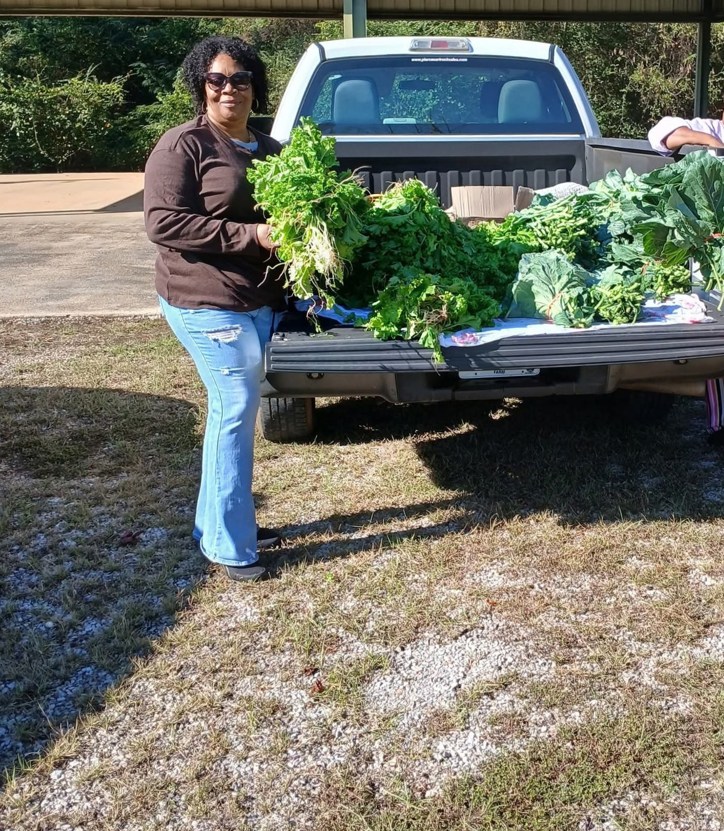 Ethel Johnson with the donated vegetables. Ethel Johnson with the donated vegetables.