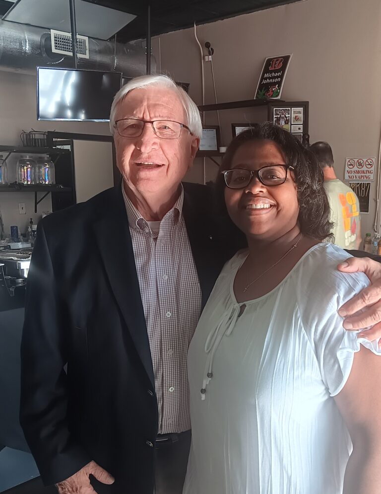 man an woman smiling