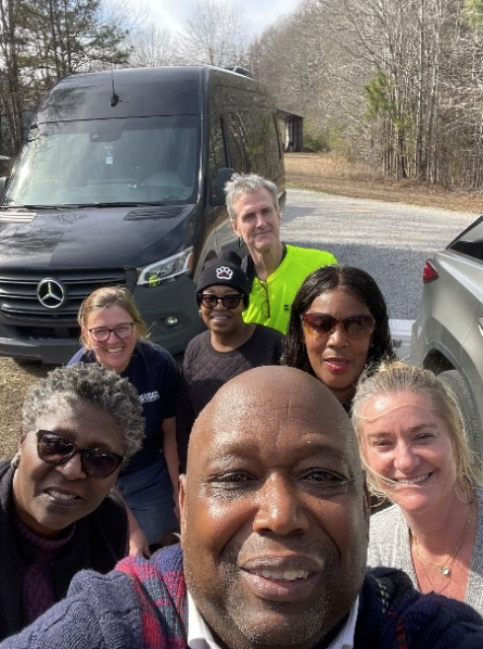 group of people taking selfie